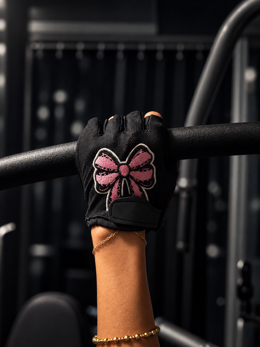 Lifting gloves for women with a bow